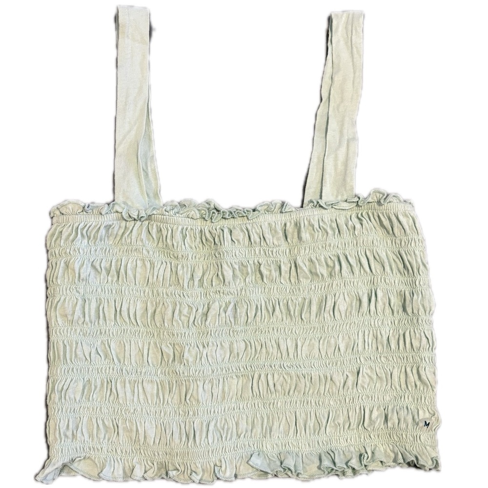 American Eagle Outfitters Mint Smocked Crop Tank